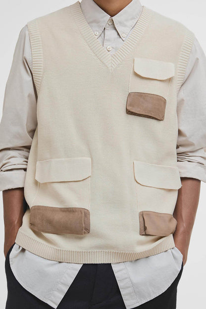 Multi-Pocket Sweater Vest