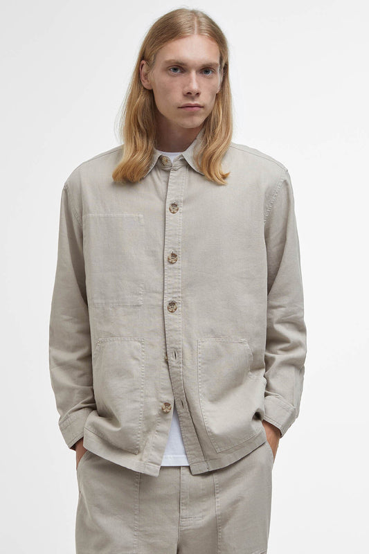 Natural Linen-Blend Overshirt